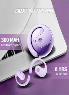 Letv Bluetooth 5.4 Chip, Air Conduction True Wireless Headphones, 16.6mm Large Drivers, Ultra-Lightweight Sporty With Earhooks For Running, Fitness, Compatible With IPhone And Android- Purple  - Image 5