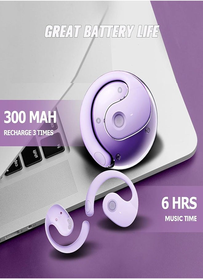 Letv Bluetooth 5.4 Chip, Air Conduction True Wireless Headphones, 16.6mm Large Drivers, Ultra-Lightweight Sporty With Earhooks For Running, Fitness, Compatible With IPhone And Android- Purple  - Image 5