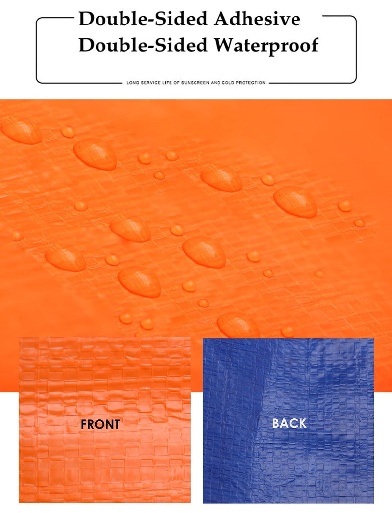 AQBAH Tarpaulin Sheets, Tarpaulin 100% Pure Virgin UV Treated 170 GSM Orange Blue (09 ft x 06 ft) - Image 5