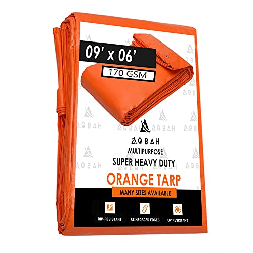 AQBAH Tarpaulin Sheets, Tarpaulin 100% Pure Virgin UV Treated 170 GSM Orange Blue (09 ft x 06 ft) - Image 1
