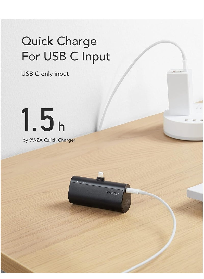 VEGER بطارية خارجية لجهاز آيفون 5000 مللي أمبير 20 واط PD بطارية صغيرة محمولة شحن سريع بنك طاقة صغير لطيف متوافق مع آيفون 14/13/12/11/X/8/7، Airpods - Image 3