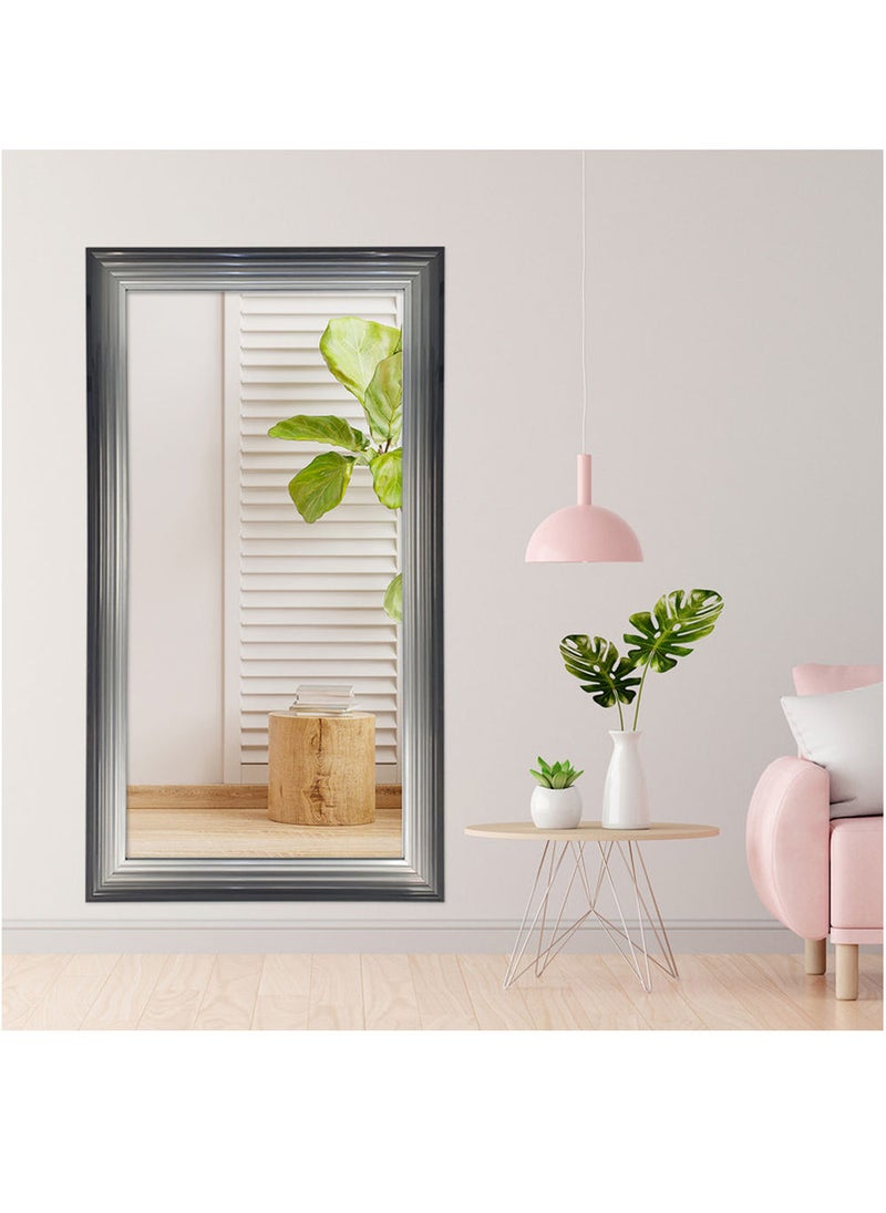 Decorhills Stand Mirror with Thin Frame – Full-Length 60x120cm, HD Glass, Versatile Standing or Wall-Mounted, Elegant Arched Design, Ideal for Bedroom, Living Room, Modern Home Décor Durable PVC, Black/Silver Frame  - Image 1