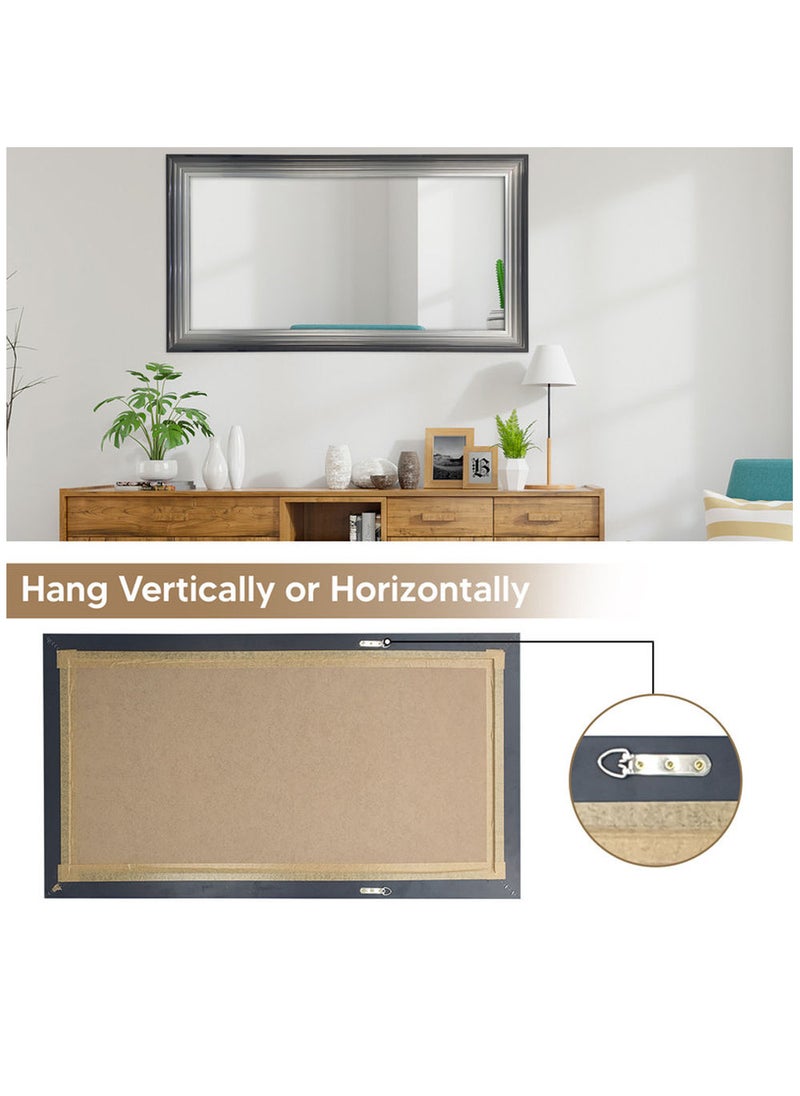 Decorhills Stand Mirror with Thin Frame – Full-Length 60x120cm, HD Glass, Versatile Standing or Wall-Mounted, Elegant Arched Design, Ideal for Bedroom, Living Room, Modern Home Décor Durable PVC, Black/Silver Frame  - Image 2