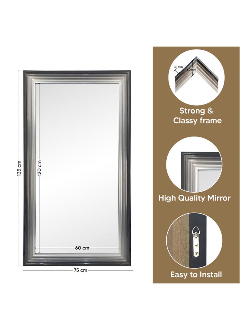 Decorhills Stand Mirror with Thin Frame – Full-Length 60x120cm, HD Glass, Versatile Standing or Wall-Mounted, Elegant Arched Design, Ideal for Bedroom, Living Room, Modern Home Décor Durable PVC, Black/Silver Frame  - Image 3