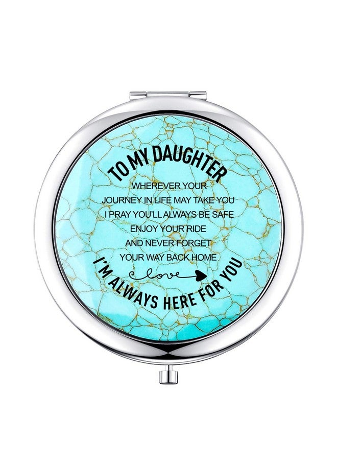 sedmart Daughter Gifts From Mom And Dadsweet Birthday Gift For Daughter Teen Girls Keepsakeunique Engraved Natural Turquoise Compact Mirror - Image 1