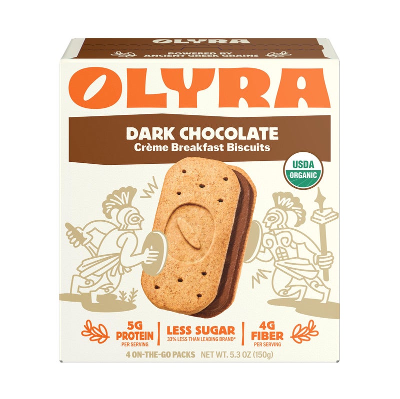 Olyra Creme Breakfast Biscuits - Dark Chocolate - Healthy Snacks for Kids and Adults, Low Sugar, High Fiber, Vegan Organic Cookies - Pack of 4 - Image 1