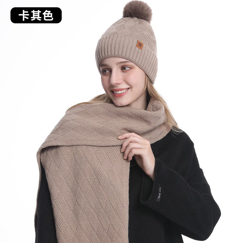 Autumn Winter Knit Beanie Scarf Gloves Set for Women M1 gray - Image 5