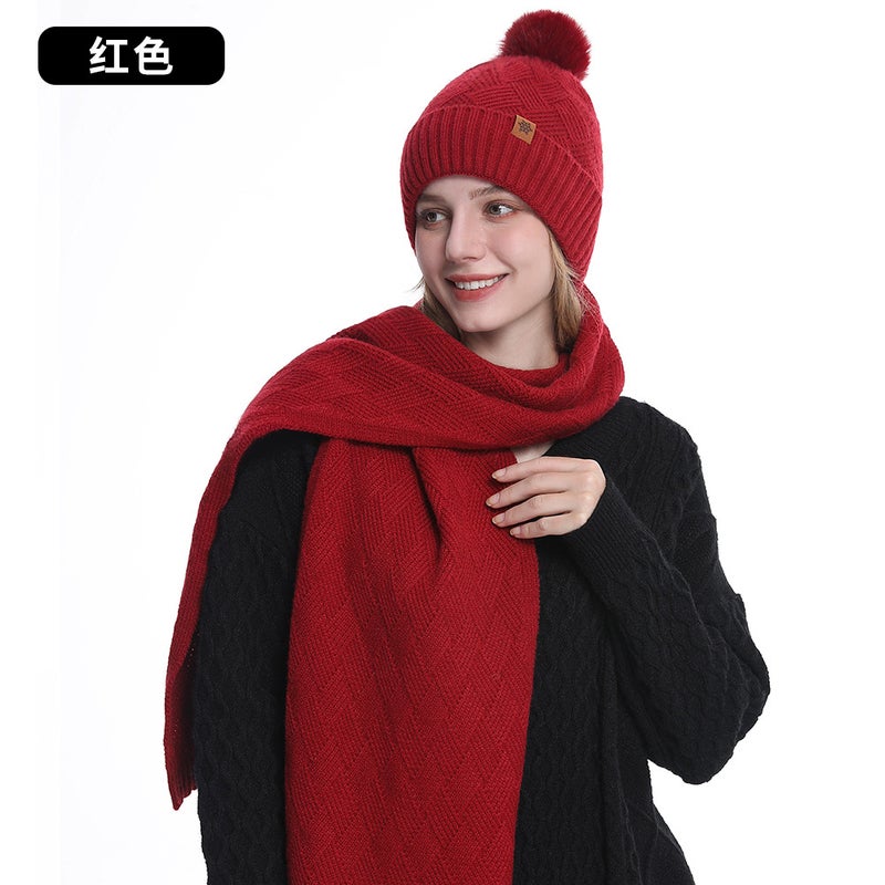 Autumn Winter Knit Beanie Scarf Gloves Set for Women M1 gray - Image 3