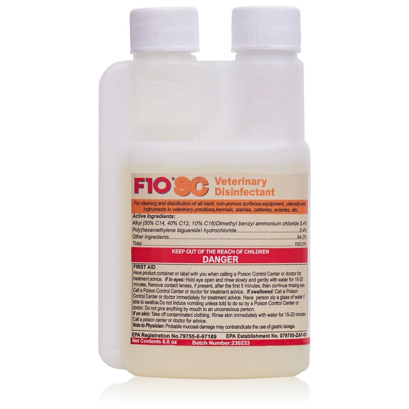 F10 SC Concentrated Veterinary Disinfectant & Cleaner for Kennels, Litter Box, Cage, Terrariums, Habitats, Vet Practices - 200 ml (6.8oz) - Image 1