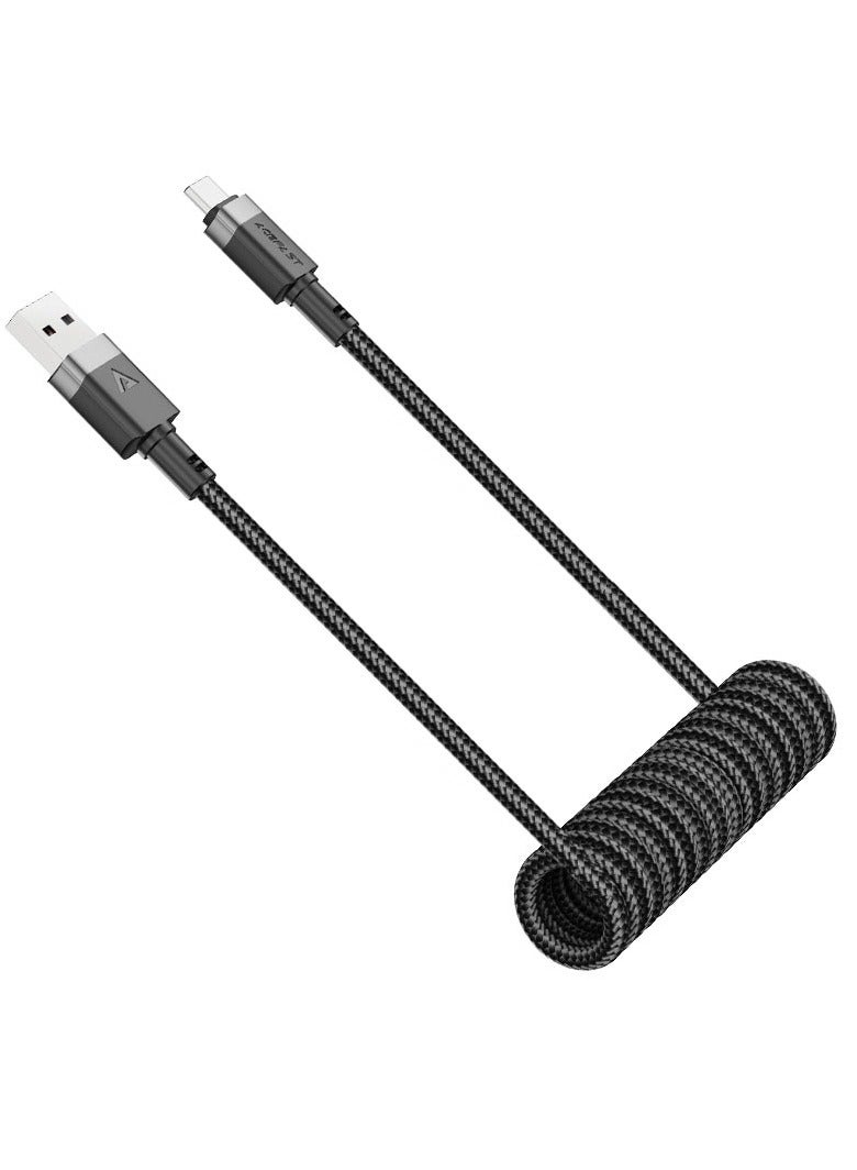 أسيفاست كابل بيانات شحن زنبركي من ACEFAST C14-04 من USB-A إلى USB-C. - Image 4