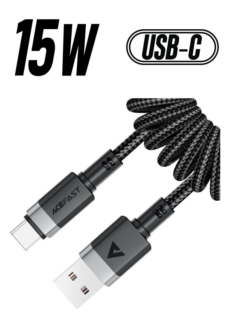 أسيفاست كابل بيانات شحن زنبركي من ACEFAST C14-04 من USB-A إلى USB-C. - Image 1