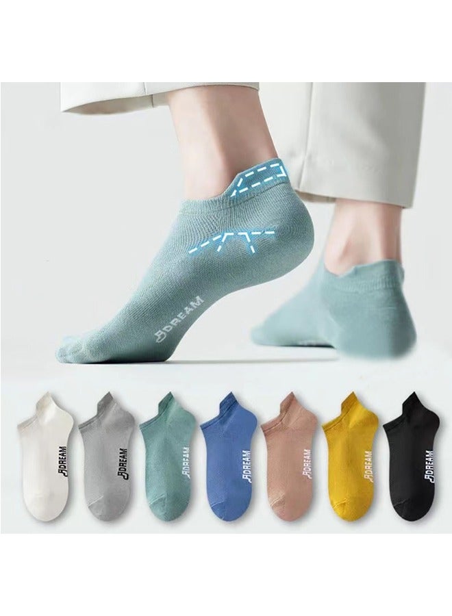 Men's Running Socks 7 Pairs - Invisible Anti-Slip Sport Socks, Breathable Cotton, High Elasticity, Letter Print, Unisex Design for Gym  Daily Wear(Multicolor) - Image 2