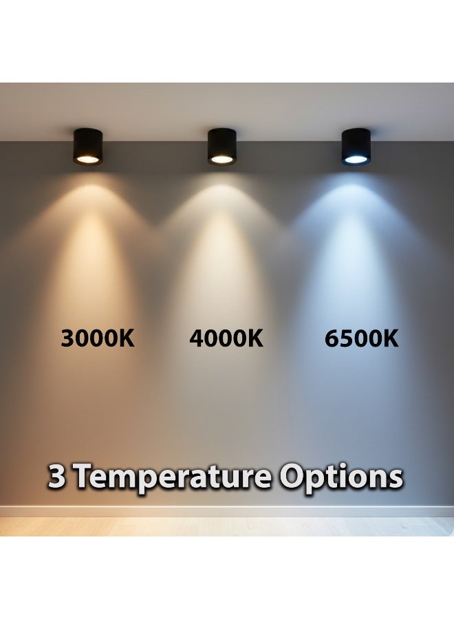 alfriday Surface Mounted Cylinder LED Downlight — 3000k, 12W, Matte Black - Image 2