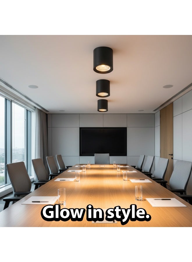 alfriday Surface Mounted Cylinder LED Downlight — 3000k, 12W, Matte Black - Image 5