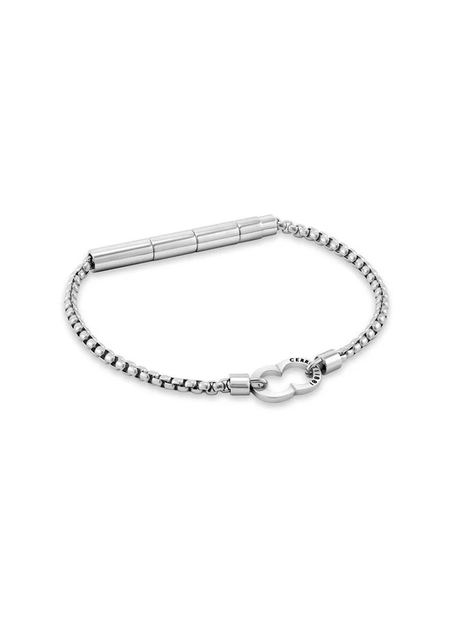 CERRUTI 1881 Saverio Silver Double C Center Motif Bracelet for Men