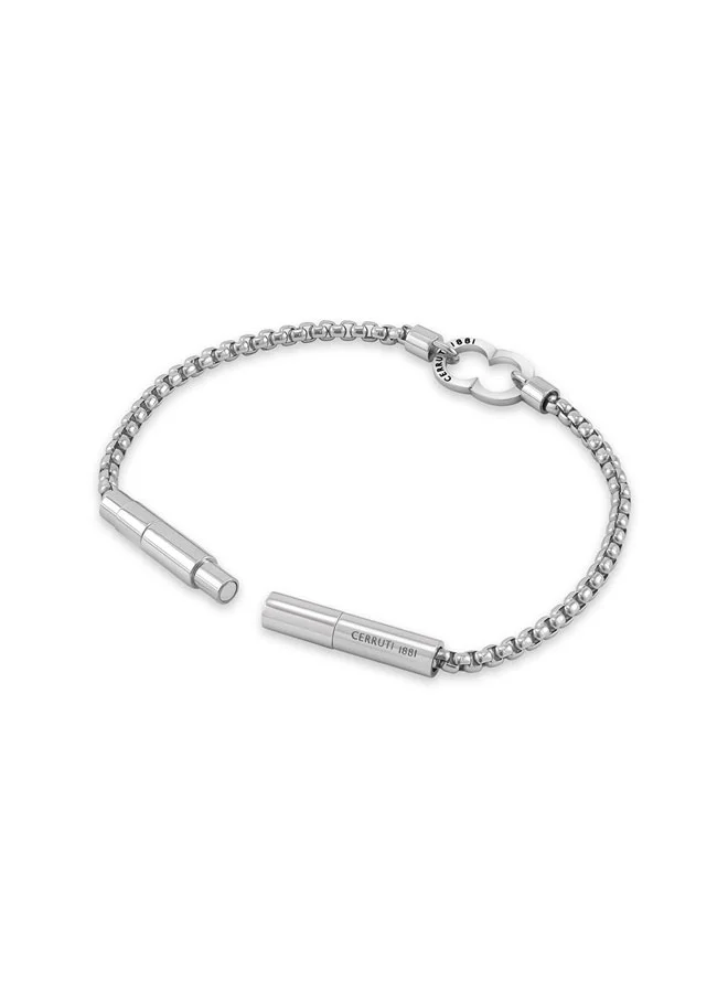 CERRUTI 1881 Saverio Silver Double C Center Motif Bracelet for Men