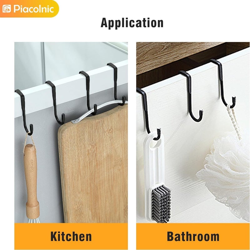Boniry 4 Pcs Stainless Steel Over-The-Door Hooks - Heavy Duty S-Shaped Hangers for Clothes and Cabinet Organization - No Drilling Needed - Image 4