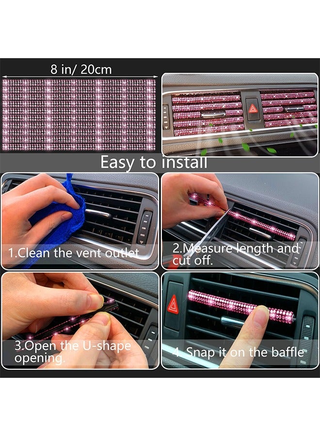 Beauenty 27 PCs Pink Bling Car Accessories Set for Women, Bling Steering Wheel Covers Universal Fit 15 Inch, Bling License Plate Frame, Bling Phone Holder, Bling Car Coasters (Pink Diamond) - Image 5