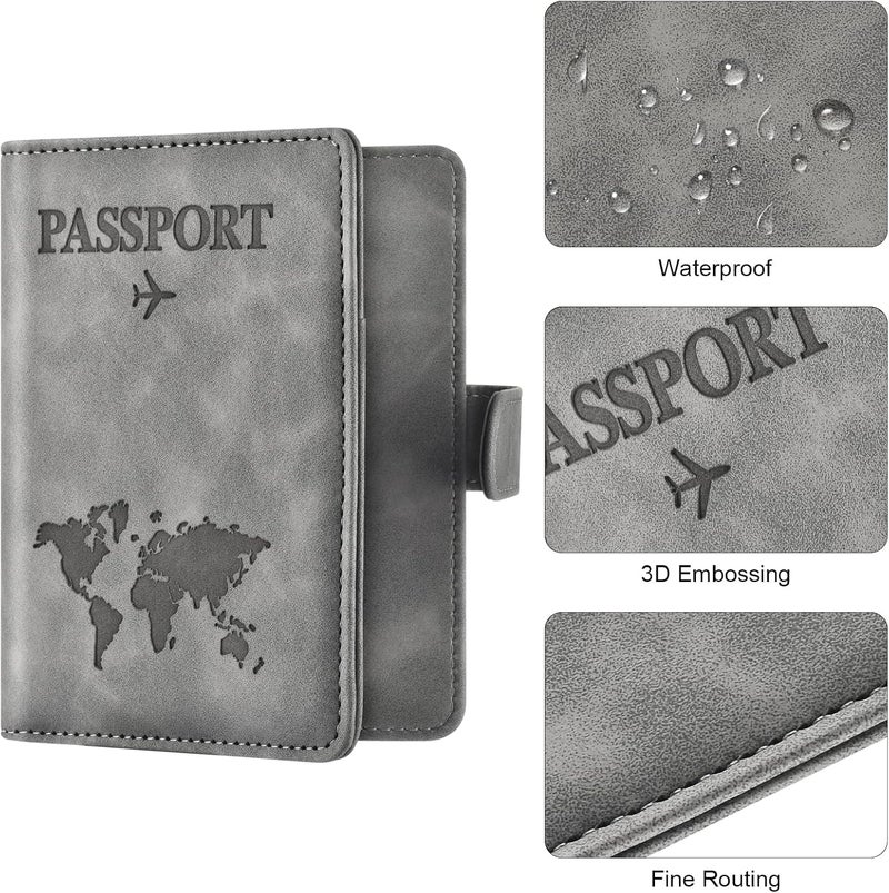 Eoehro Passport Holder for Travel Essentials, Passport Wallet Cover Case for Travel Must Haves Accessories,Passport Book Holders for Women and Men(gray) - Image 5