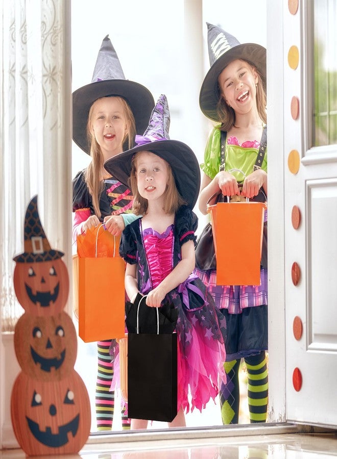 Whaline 24 Pcs Halloween Paper Gift Bags with Handles and Tissue Paper Halloween Colored Black Orange Party Favor Bag Candy Goodie Treat Bags for Birthday Holiday Trick or Treat Party Supplies - Image 5