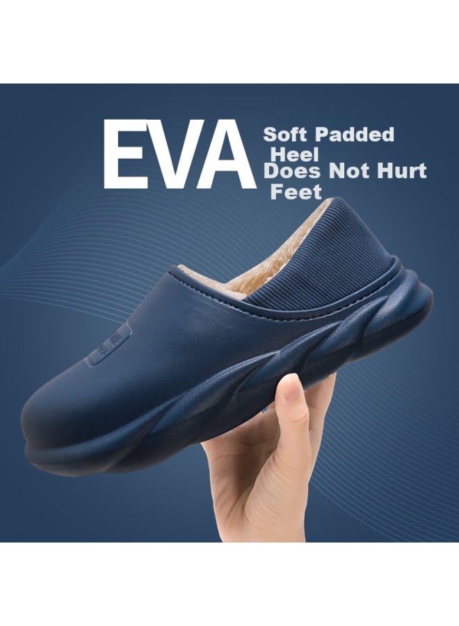 Tzldn Waterproof Cotton-backed Men's Autumn Winter Warm Slippers Full-coverage Fleece Cotton Slippers Semi-coverage Cotton Slippers For Men - Image 1