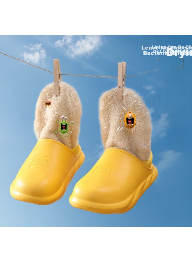 Tzldn Waterproof Cotton-backed Men's Autumn Winter Warm Slippers Full-coverage Fleece Cotton Slippers Semi-coverage Cotton Slippers For Men - Image 4