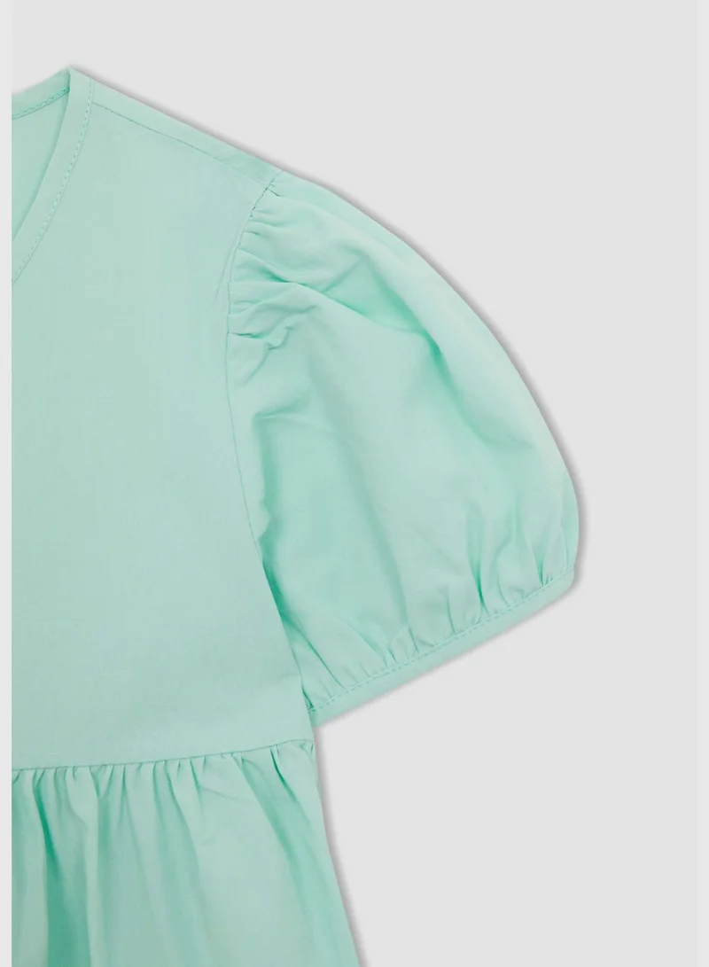 DeFacto Regular Fit Short Sleeve Mini Poplin Dress