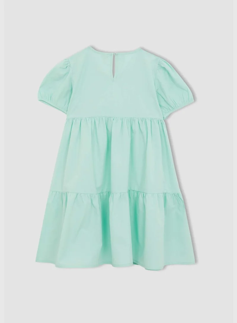 DeFacto Regular Fit Short Sleeve Mini Poplin Dress