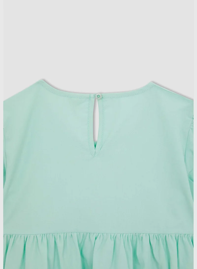 DeFacto Regular Fit Short Sleeve Mini Poplin Dress