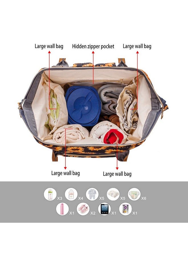 FEWOFJ Sunflower Diaper Bag Backpack, Womens Large Waterproof Maternity Baby Nappy Bags - Image 3
