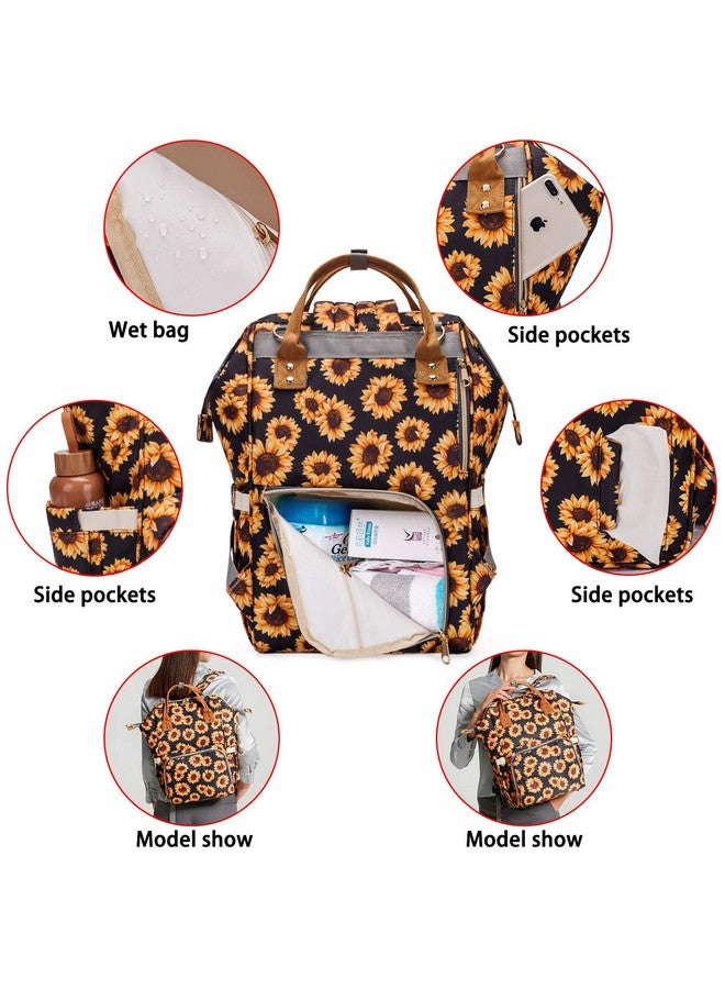 FEWOFJ Sunflower Diaper Bag Backpack, Womens Large Waterproof Maternity Baby Nappy Bags - Image 4