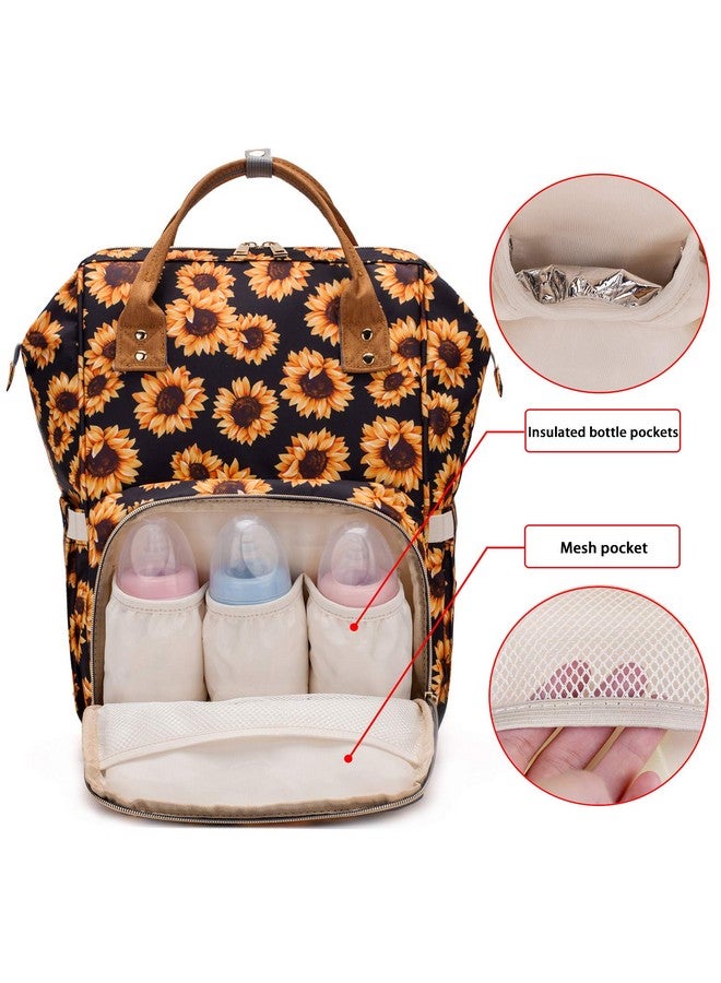 FEWOFJ Sunflower Diaper Bag Backpack, Womens Large Waterproof Maternity Baby Nappy Bags - Image 2