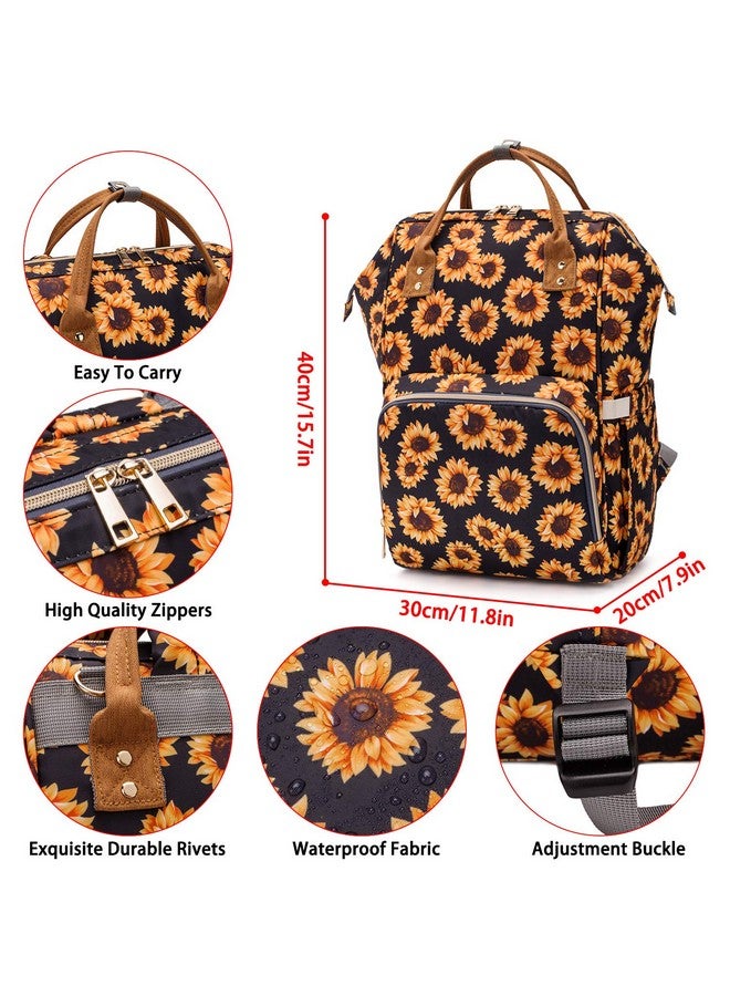 FEWOFJ Sunflower Diaper Bag Backpack, Womens Large Waterproof Maternity Baby Nappy Bags - Image 5