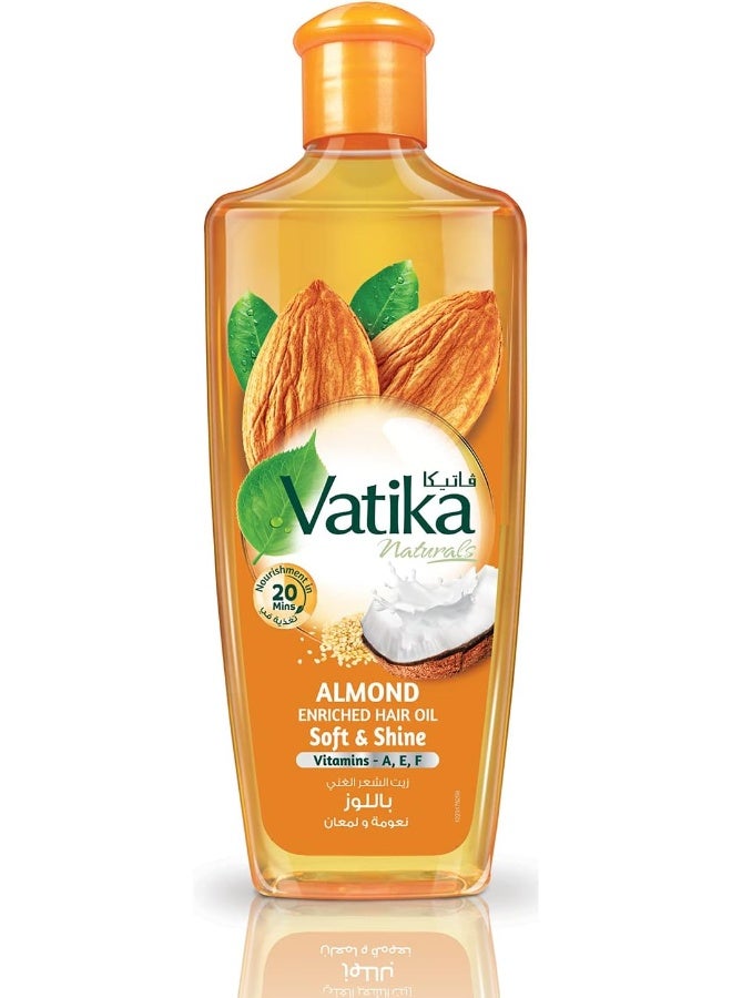 Vatika Naturals Almond Hair Oil 200ml | Coconut, Sesame & Vitamins A, E, F | Softens & Shines - Image 1