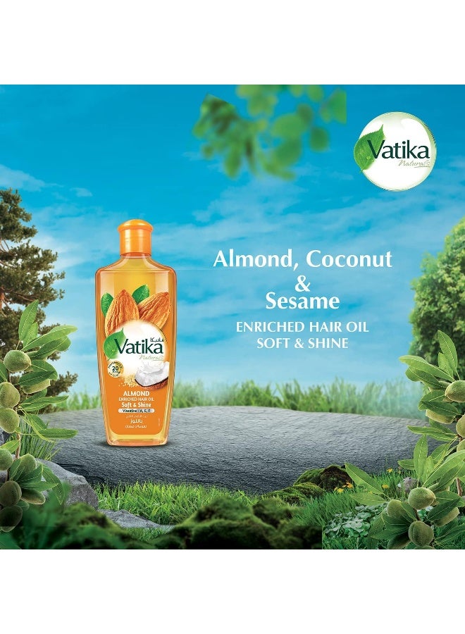Vatika Naturals Almond Hair Oil 200ml | Coconut, Sesame & Vitamins A, E, F | Softens & Shines - Image 3