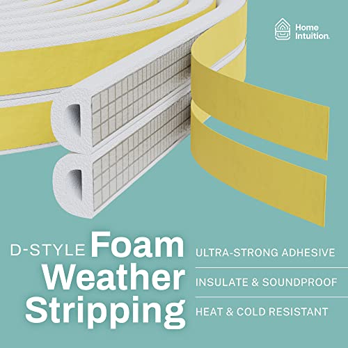 HOME INTUITION 66 Feet Self Stick Foam Weather Stripping Door Window Seal Draft Stopper Insulation Tape for Windows and Doors Soundproof Weatherstripping Gap Blocker - Image 2