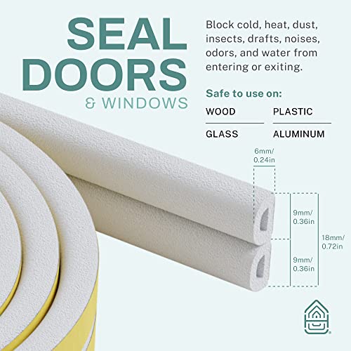 HOME INTUITION 66 Feet Self Stick Foam Weather Stripping Door Window Seal Draft Stopper Insulation Tape for Windows and Doors Soundproof Weatherstripping Gap Blocker - Image 3