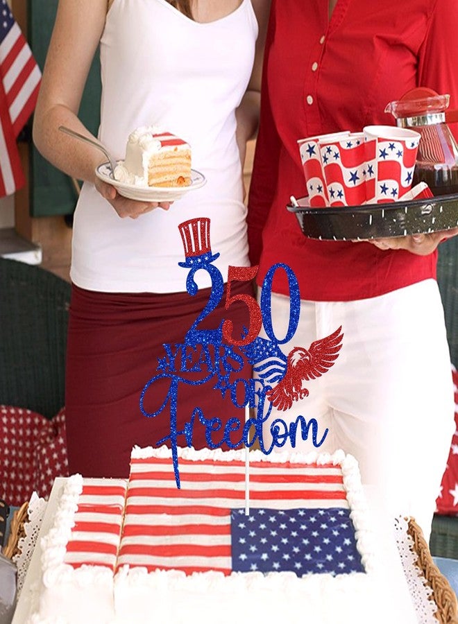 PYBHILK Blue Glitter 250 Years of Freedom Cake Topper, Party in the USA/1776 Independence Day, Independence Day Forth of July Party Decorations Supplies - Image 3