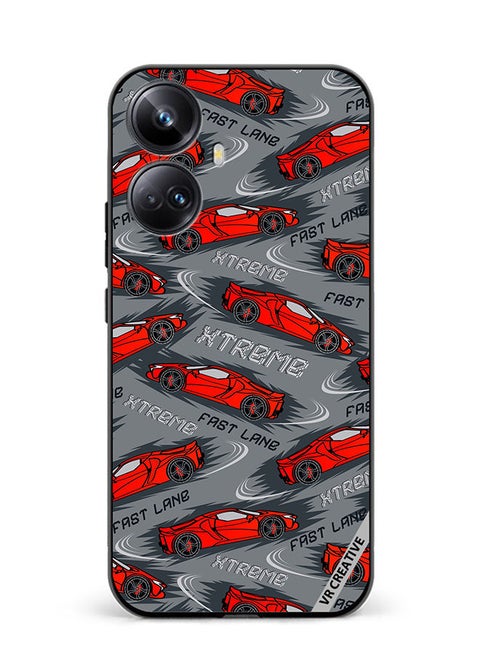Protective Case Cover For Realme 10 Pro Plus Abstract Seamless Pattern With Sport Cars Design Multicolour
