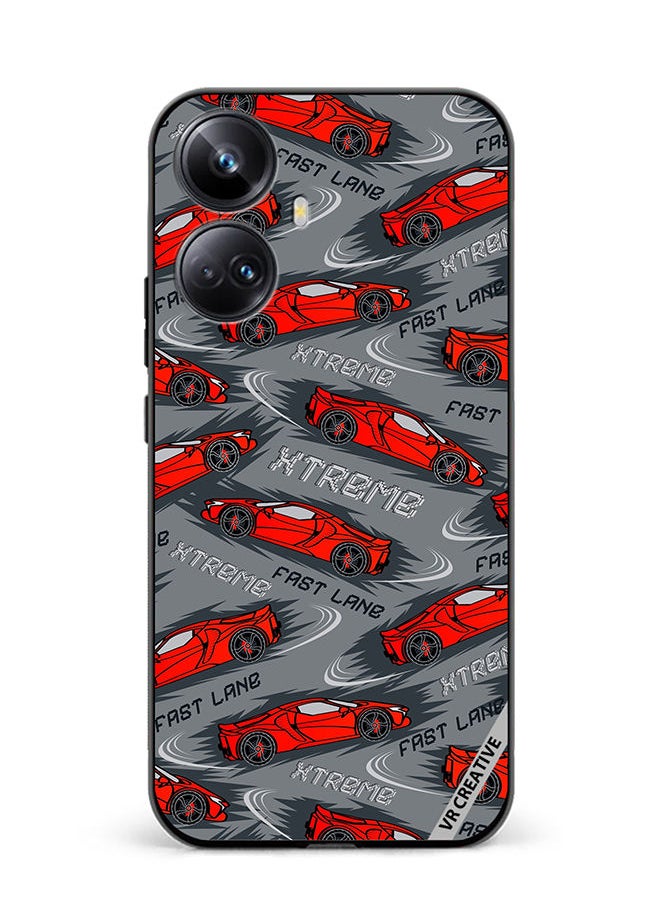 Protective Case Cover For Realme 10 Pro Plus Abstract Seamless Pattern With Sport Cars Design Multicolour