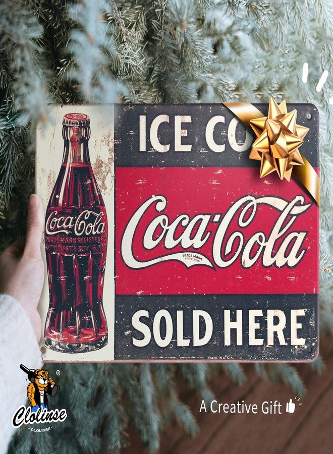 Clolinse Coca Cola Signs | Metal Retro Sign Vintage Bar Cool Things Shop Room Decor | Funny Man Cave Wall Tin Sign Stuff Poster For Home House Coffee Garage Kitchen 12x8 Inch - Image 2