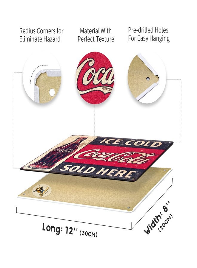 Clolinse Coca Cola Signs | Metal Retro Sign Vintage Bar Cool Things Shop Room Decor | Funny Man Cave Wall Tin Sign Stuff Poster For Home House Coffee Garage Kitchen 12x8 Inch - Image 4