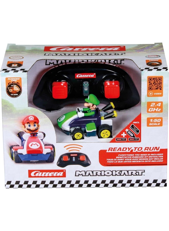 Carrera RC 2.4GHz Mario Kart Mini RC, Luigi (Paperbox) I Officially Licensed I 1:50 Scale Collectible I Ready to Run I For Ages 6+ - Image 2