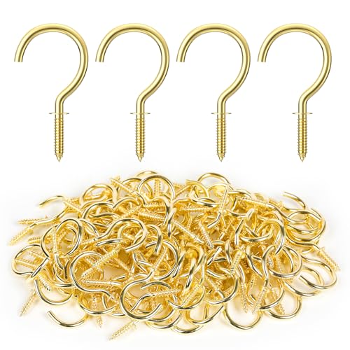 RELBRO Screw Hooks, 1 Inch Metal Screw in Cup Hooks, Gold, 100 Pcs - Image 1