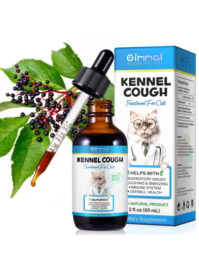 Kennel Cough Treatment for Cats 60ml, Supports Healthy Breathing and Immune System, Respiratory Support, Cats Dry & Wet Cough Treatment Helps With Coughing & Sneezing Kennel Cough Treatment for Pets