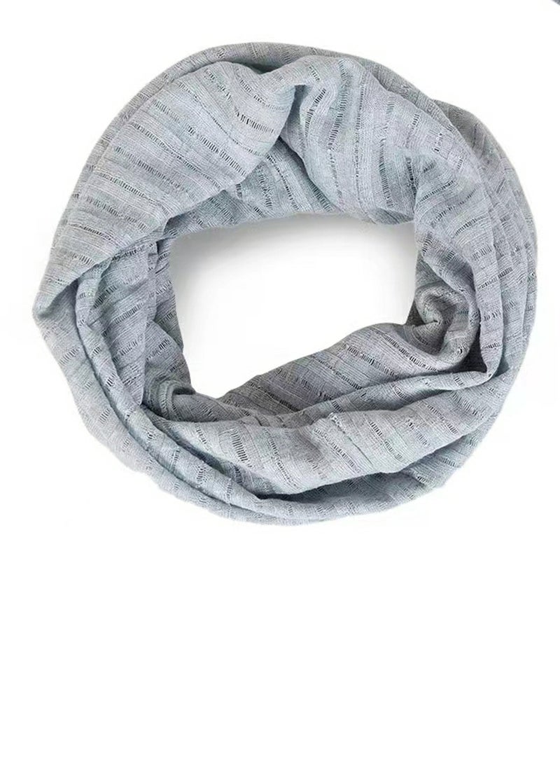 Loquat Infinity Scarf Headwear Cap Solid Color Hollow Out Dual-Use Beanie Hat Pale Blue  - Image 2