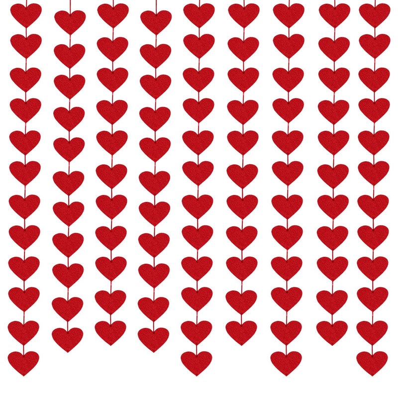 AMENON 100 Hearts Felt Valentines Garland Valentines Day Decorations 4 Pack Each 10ft Heart Hanging String Garland Galentines Day Wedding Anniversary Birthday Home Decor Windows Background Party Supplies - Image 2