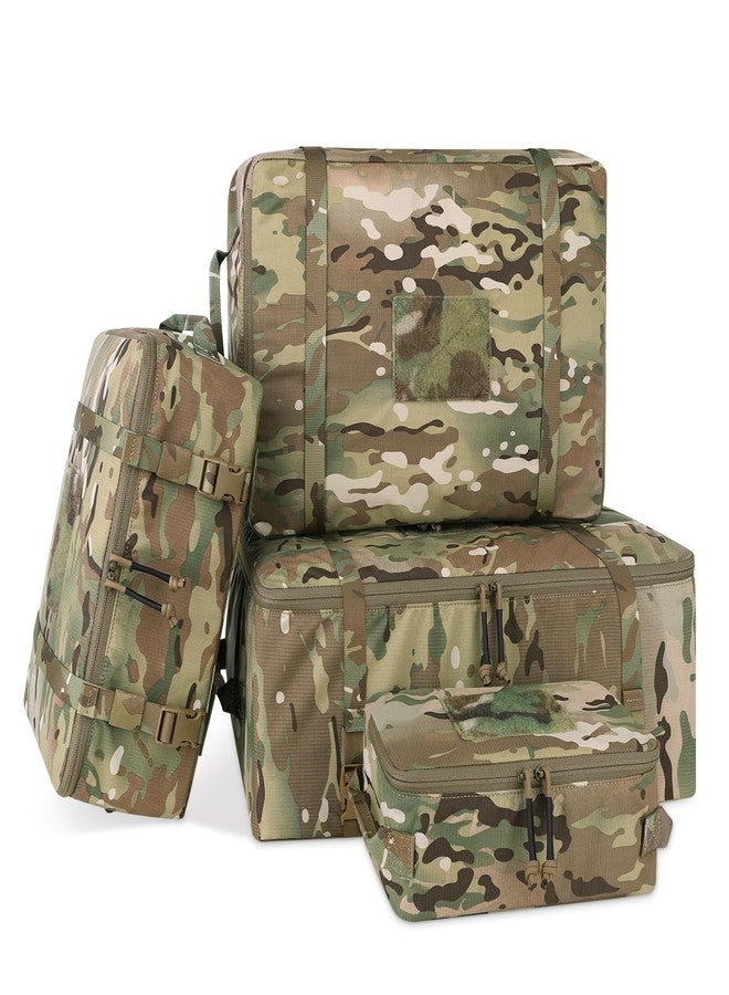 PETAC GEAR 4 PCS Tactical Modular Packing Cubes with Waterproof Material, Large Capacity Storage Bag, Easy Clean Outdoor Travel Organize Storage Pouches Bags (MC) - Image 1