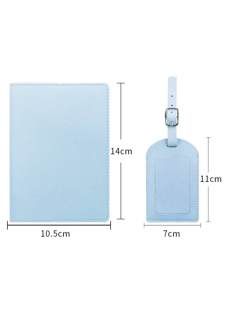 بطاقات أمتعة من الجلد الصناعي مع حامل جواز سفر - بطاقات سفر مقاومة للماء للحقائب والحقائب، ملصقات آمنة لتحديد الهوية - Image 2