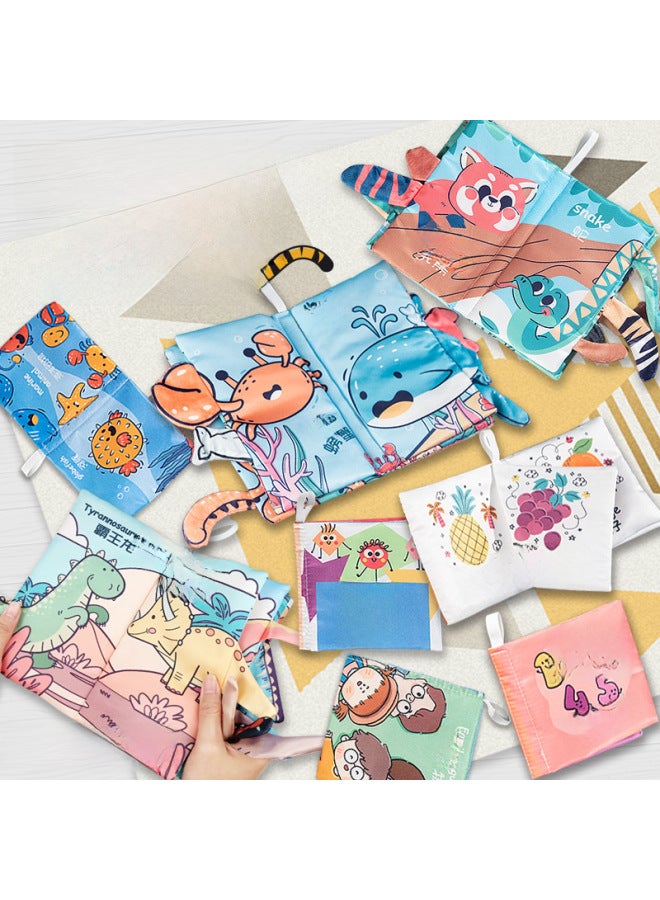 Baby Tail Cloth Book Educational Enlightenment Early Education Toys 0-3 Years Old Baby Toys Tear-proof Cloth Book-Color: Tail Cloth Book-OPP Bag (English Version 4 Pages 8 Faces With Ring Paper) 39g  - Image 2